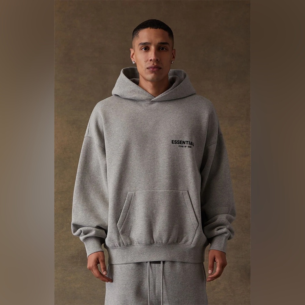 Fear of God ESSENTIALS pullover hoodie in light heather gray